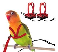 CQJ 2 pcs Pet Parrot Bird Harness and Leash, Adjustable Training Design Anti-Bite, Outdoor Flying Training Rope Kit for Bird Parrots Fits Birds Chest Between24-51cm /9.45-20inch - M (red)