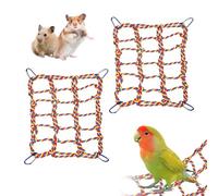 CQJ 2 Pcs Rat Climbing Ropes for Cage Accessories - Rat Toys with 12.6 x 9.84 inch Hammock, Cotton Rope Bridge with 4 Hooks (mixed)