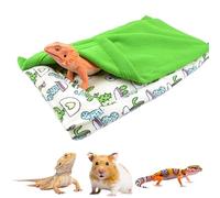 CQJ Bearded Dragon Hammock Sleeping Bag Set- Hanging Pet Bed with Pillow and Blanket Hideout Habitat with Soft Warm for Bearded Dragon Lizard Leopard Gecko and Small Pet Animal (Beige + green Quilt)