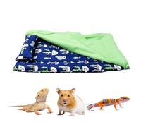 CQJ Bearded Dragon Hammock Sleeping Bag Set- Hanging Pet Bed with Pillow and Blanket Hideout Habitat with Soft Warm for Bearded Dragon Lizard Leopard Gecko and Small Pet Animal（Blue + Green Quilt）