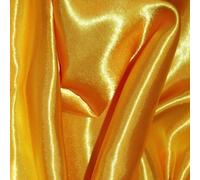 CQL Satin Fabric by The Metre - 60 Inch Wide Satin Roll for Wedding Dresses, Bespoke Tailoring & Decoration Projects - Soft, Smooth, Silk-Like Finish(Yellow,10 Metre)