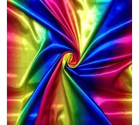 CQL Satin Fabric by The Metre - 60 Inch Wide Satin Roll for Wedding Dresses, Bespoke Tailoring & Decoration Projects - Soft, Smooth, Silk-Like Finish(Rainbow,1 Metre)