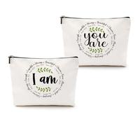 CQM 2pcs Inspirational Bible Verse Makeup Bag, Christian Quotes Motivational Cosmetic Bag Religious Sayings Christmas Birthday Bible Gifts for Women Friend Girls, Multicolor 1339, 9.6 x 7.4 inches