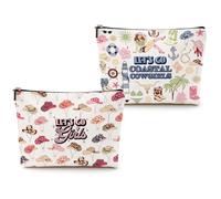 CQM 2pcs Let's Go Girls, Coastal Cowgirl Preppy Cowgirl Hats Makeup Bag, Western Cosmetic Bag for Women, Christmas Birthday Gifts for Women Sisters Friends, Multicolor 1332, 9.6 x 7.4 inches