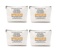 CQM 4pcs Inspirational Makeup Bag Employee Thank You Appreciation Gifts Cosmetic Bag Zipper Pouch Encouragement Gifts for Women Coworkers Boss Lady Manager Friend Christmas Birthday Gift, Multicolor