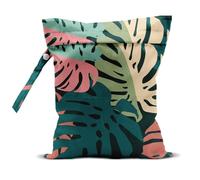 CQM Palm Leaves Wet Bag 12x10 Inch, Green Summer Waterproof Travel Laundry Bags, Washable Reusable Wet Dry Bag for Swimsuit Beach Diapers Dirty Yoga Gym Clothes, Plant Gifts for Women Friend