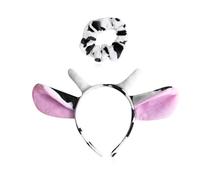 CQQNIU 1 Cow Ear Headband, 1 Black And White Hair Tie, Cute Plush Hair Accessories, Women'S Headwear, Party Props