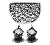 CQQNIU 1 Lace Scarf, 1 Pair Of Lace Gloves, Women'S Veil, Soft Black Veil, Lace Dress Decoration