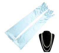 CQQNIU 1 Pair Of Long Gloves And 1 Beaded Necklace, Dress Gloves, Satin Gloves, Suitable For Prom, Cosplay, Party