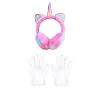 CQQNIU 1 Piece Of Cartoon Earmuffs And 1 Pair Of Plush Gloves, Children'S Winter Accessories, Thermal Supplies, Cute Plush Earmuffs, Windproof Earmuffs