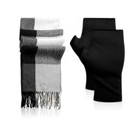 CQQNIU 1 Plaid Scarf And 1 Pair Of Warm Gloves, Winter Thermal Supplies, Vintage Scarf, Thermal Scarf, Tassel Scarf