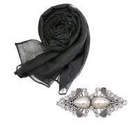 CQQNIU 1 Scarf, 1 Pearl Shawl Clip, Women'S Scarf, Breathable And Soft Gauze Scarf, Simple And Fashionable Scarf