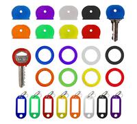 CQQNIU 16 Piece Rubber Key Cap Set, 8 Colors Flex Key Cap Color Identification Labels, Easy to Identify For House Keys (Not suitable for larger keys)