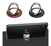 CQQNIU 2 Pack Cell Phone Ring Holder, 360° Rotating Stand, Super Wear-resistant, Phone Grip, Ring Holder Compatible with Smartphones, Tablets (Black, Rose Gold)