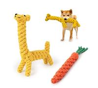 CQQNIU 2 Pack Dog Pet Puppy Small Middle Dogs Chew Toys Teething Boredom Rope Ball Knot Training Durable Teeth Clean Interactive Gift Set Cute Cotton Dental Care Treats Anxiety Giraffe