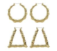 CQQNIU 2 Pairs of Bamboo Earrings, Creative Earrings, Fashionable Personalized Earrings, Clothing Accessories, Women's Jewelry