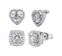CQQNIU 2 Pairs of Earrings, Simulated Diamond Earrings, Women's Jewelry, Heart-Shaped Square Earrings, Fashionable Earrings