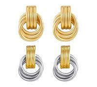 CQQNIU 2 Pairs of Hoop Earrings, Geometric Earrings, Fashionable Personality Earrings, Creative Design Earrings, Women's Jewelry