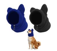 CQQNIU 2 Pieces Dog Warm Hats, Cute Pet Hats, Soft Polar Fleece, Adjustable, Dark Blue & Black, Medium Size