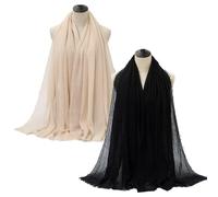 CQQNIU 2 Pieces Of Pleated Solid Color Scarf, Long Scarf, Simple Scarf, Light And Thin Scarf, Multifunctional Scarf