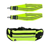 CQQNIU 2 Pieces Of Reflective Cross-Body Straps And 1 Piece Of Fluorescent Green Waist Bag, Adjustable Cross-Body Straps, Sports Waterproof Waist Bag, Night Running Equipment