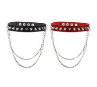 CQQNIU 2 Pieces of Riveted Leather Collars, Punk Style Collars, Fashion Collars, Clothing Accessories, Gothic Collars
