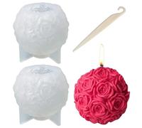 CQQNIU 2 Pieces Rose Ball Silicone Molds And 1 Piece Stripper Knife, Candle Molds, Aromatherapy Molds, Diy Craft Accessories