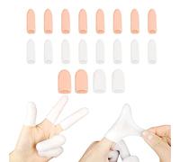CQQNIU 20 Piece Silicone Finger Sleeves, Perforated Breathable Finger Sleeves for Hand Eczema Arthritis, Cracked Fingers, White Skin Tone (16 Long Plus 4 Short)