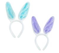 CQQNIU 2pcs Colorful Plush Bunny Ears, Easter Bunny Ears Headband Decorative Accessories, Cosplay Party Costume Accessories for Adult Kids (white blue, white purple)