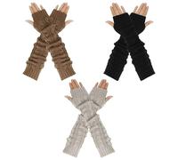 CQQNIU 3 Pairs Of Long Gloves, Knitted Gloves, Fingerless Gloves, Warm And Cold-Proof Gloves, Elastic Gloves