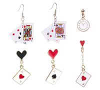 CQQNIU 3 Pairs of Playing Card Shaped Earrings, Creative Personalized Earrings, Interesting Earrings, Clothing Accessories