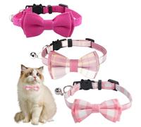 CQQNIU 3 Pieces Bow Collar, Adjustable Pet Collar, Cute Cat Collar, Creative Bell Collar, Pet Supplies