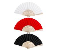 CQQNIU 3 Pieces Solid Color Wooden Fans, Foldable Fans, Gift Fans, Home Decoration Fans, Performance Props