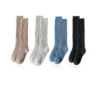 CQQNIU 4 Pairs Of Coral Velvet Calf Socks, Warm Stockings, Home Floor Socks, Soft Elastic Women'S Socks, Comfortable Warm Socks