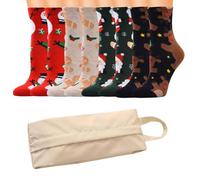 CQQNIU 4 Pairs Of Thermal Socks, 1 Storage Bag, Cute Cartoon Socks, Winter Mid-Calf Socks, Women’S Socks, Creative Thermal Socks