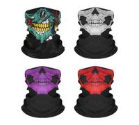 CQQNIU 4-Piece Skull Print Multifunctional Masks, Windproof & Thermal, Elastic & Breathable, Unisex Adults