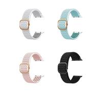 CQQNIU 4 Pieces Woven Bracelets Woven Solo Black White Pink Teal Wave Pattern Replacement Wristband Sport Elastic Replacement Wristband