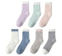 CQQNIU 7 Pairs Of Coral Fleece Socks, Furry Socks, Cute Socks, Warm Socks, Soft And Comfortable Socks For Women