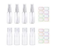 CQQNIU 8 Pack 20 ml Clear Travel Bottle Spray Bottles Container Portable Spray Container for Women Men Travel Refillable Cosmetics Toiletries with 2 Sheets Free Labels