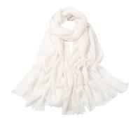 CQQNIU White Linen Scarf - Light, Soft Sun Protection Shawl for Women