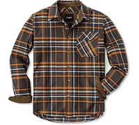 CQR CLSL Men's All Cotton Flannel Shirt, Long Sleeve Casual Button Up Plaid Shirt, Brushed Soft Outdoor Shirts, Plaid Dakota Grey, XS