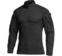 CQR CLSL Men's Combat Shirt Tactical 1/4 Zip Assault Long Sleeve Military BDU Shirts Camo EDC Top, Military Shirts Black, XL