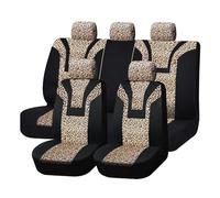 CQRBNE Interior Accessories Leopard Print Short Plush Universal Seat Cover Winter Seat Covers Fit For Most Car SUV Truck Vans Auto Seat Covers(Browm full set)