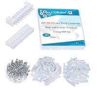 CQRobot JST PH 2.0 mm Pitch 10-Pin Electronic Computer Connector IC Male Plugs, Female Sockets Housing and T-Shaped Crimp Terminal Kit. 50 Sets/600 Pieces Wire-to-Board Adapter Cable Assembly.