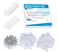CQRobot JST PH 2.0 mm Pitch 8-Pin Electronic Computer Connector IC Male Plugs, Female Sockets Housing and T-Shaped Crimp Terminal Kit. 50 Sets/500 Pieces Wire-to-Board Adapter Cable Assembly.