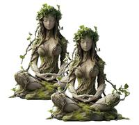 CQSVUJ Bohemian Goddess Statue, Green Goddess Statue Nature Gaia Goddess Statues Acrylic Plaque Desktop Decoration for Home Office (#2PCS)