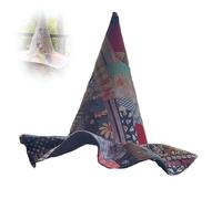CQSVUJ Handmade Patchwork Witch Hat, Bohemian Vintage Floral Witch Hat For Parties And Daily Wear (Eclectic Floral & Plaid Patch)