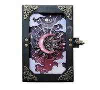 CQSVUJ Handmade Witch Hidden Key Journal, FunnyWizard Journal A Wizard'SJournal With A Functional Padlock Unique WizardJournal Witch SpellJournal With Third Eye UniseWizard Diary (Dark Celestial)