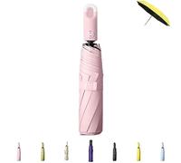 CQSVUJ Three-Fold Self Opening And Retracting Umbrella With Buckle, Women and Men Automatic Open Close Folding Umbrella, Lightweight Portable Foldable Travel Umbrella (Pink)