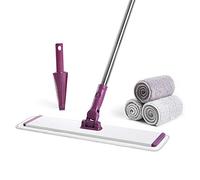 CQT Commercial Flat Microfiber Floor Mop Cleaning System 18" Inch Wet Dry and Dust Hardwood with 4 Washable Pads Cleaner for Laminate Tile Stainless Steel Handle and Extension (PT13-WET)